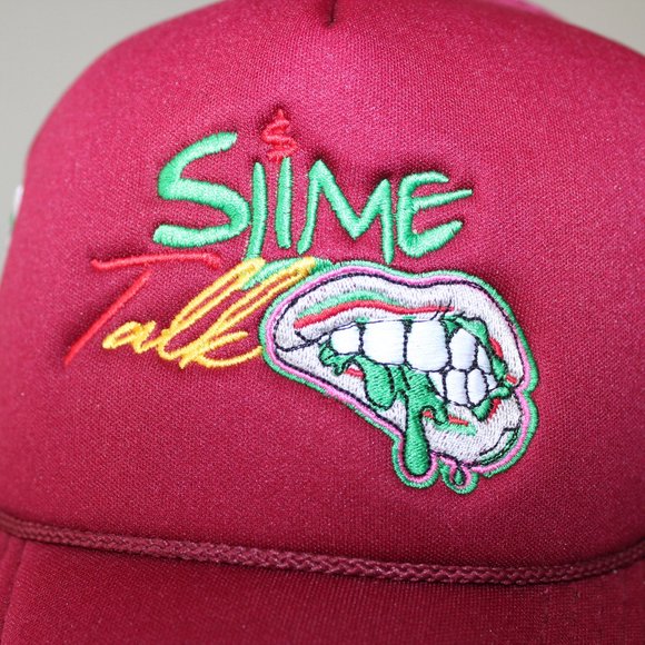 Slime Talk Men's Maroon Trucker Baseball Snapback Hat Cap - Picture 10 of 12